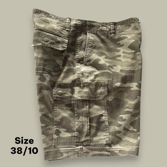 Soft Cotton Mens Relaxed Fit Camo Multi Pocket Cargo Shorts Size 38/10 - Picture 2 of 7